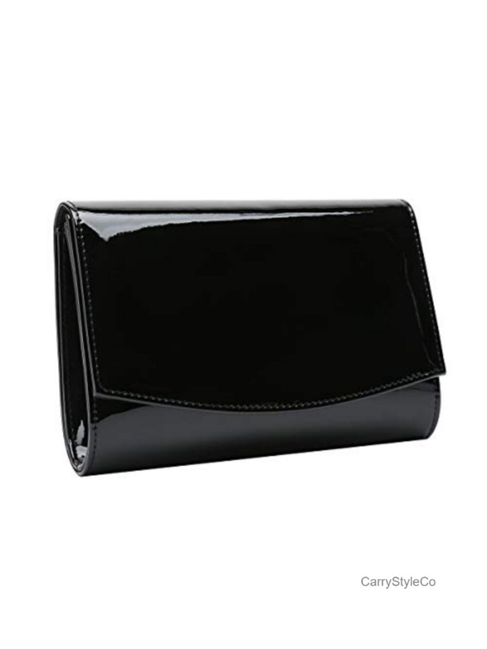 Patent Vegan Leather Flap Clutch Magnetic Snap Detachable Chain Strap Evening
